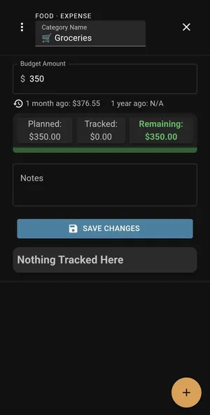Editing a category name and budgeted amount