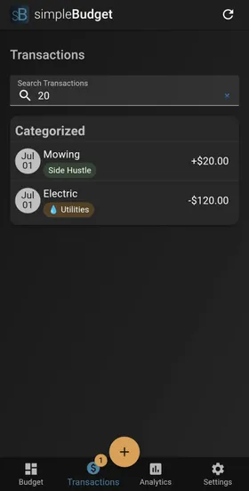 Searching and filtering transactions